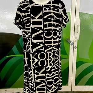 MICHAEL KORS sz 6 black white dress typeface EUC